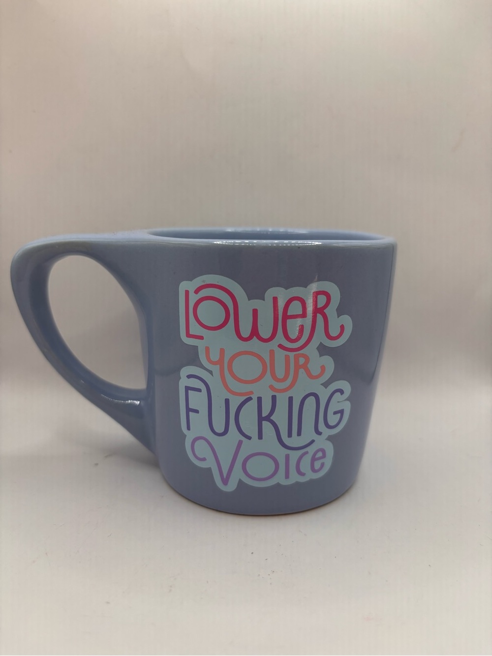 Ceramic Light Blue 'Lower Your F$&@ing Voice' Diner Mug-toot